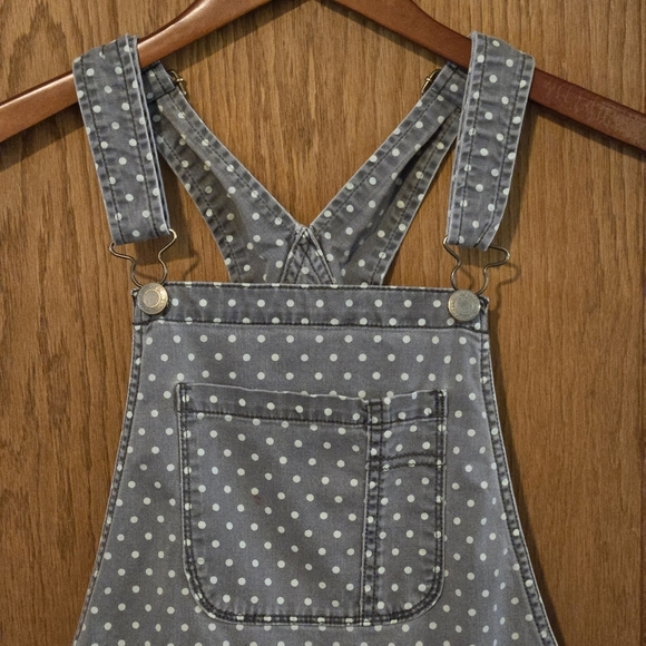 AMERICAN EAGLE Shortalls Womens S/P Stretch Playful Polka Dot Pinup Gray Cutoffs - Picture 5 of 14
